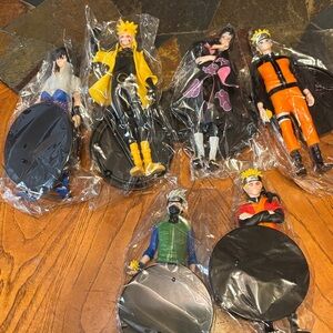 Anime Ninja Action Figure Collection - Black, Orange, Yellow